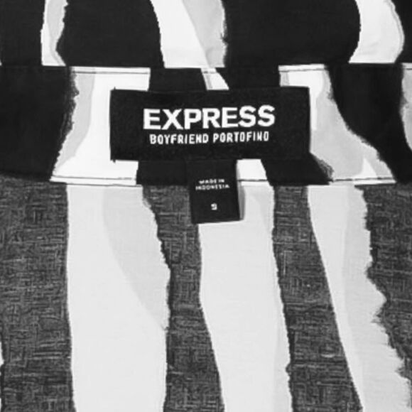 Express Women's Shirt Button Up Animal Print Stretch Oversized Boyfriend Top S - Picture 3 of 8